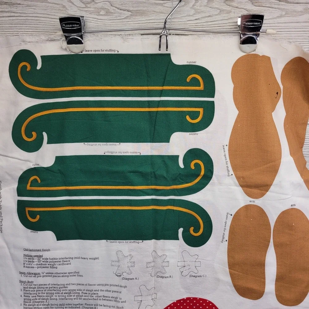 Cranston Christmas Teddy‎ Bear Old Fashioned Sleigh Fabric Panel Cut Sew Stuff